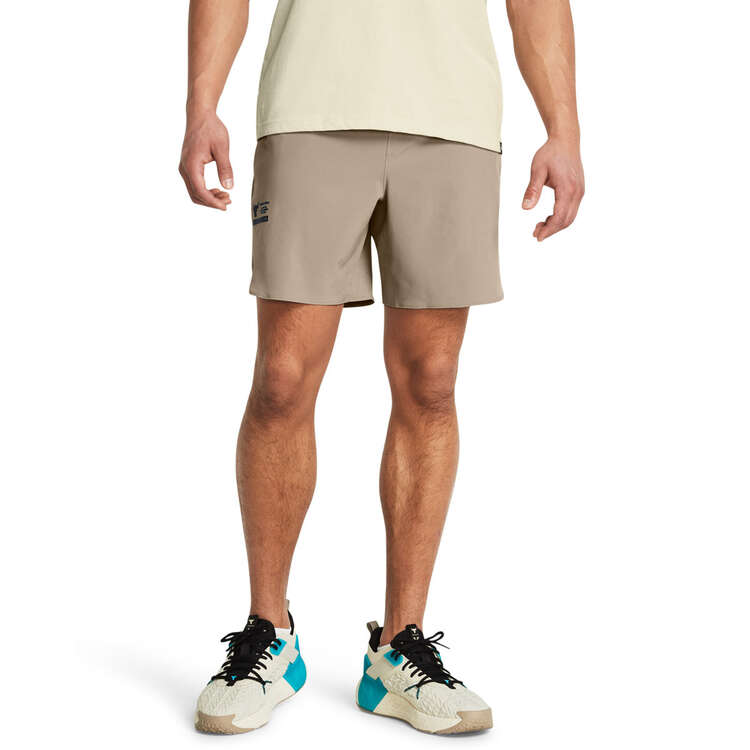 Under Armour Project Rock Mens Unstoppable Shorts Brown XS, , rebel_hi-res