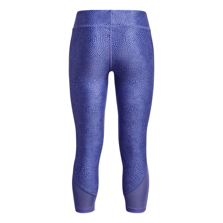 Under Armour Girls Armour Print Ankle Crop Tights, Blue, rebel_hi-res