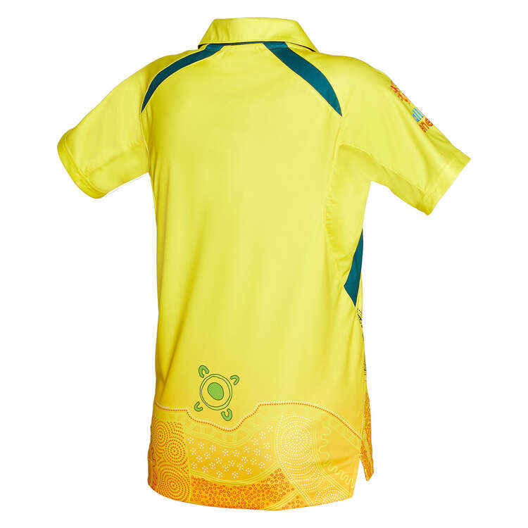 Cricket Australia 2022/23 Kids Indigenous Replica Shirt Yellow 14, Yellow, rebel_hi-res