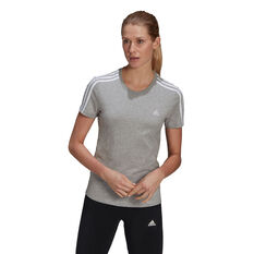 adidas Womens Loungewear Essentials 3-Stripes Tee, Grey, rebel_hi-res