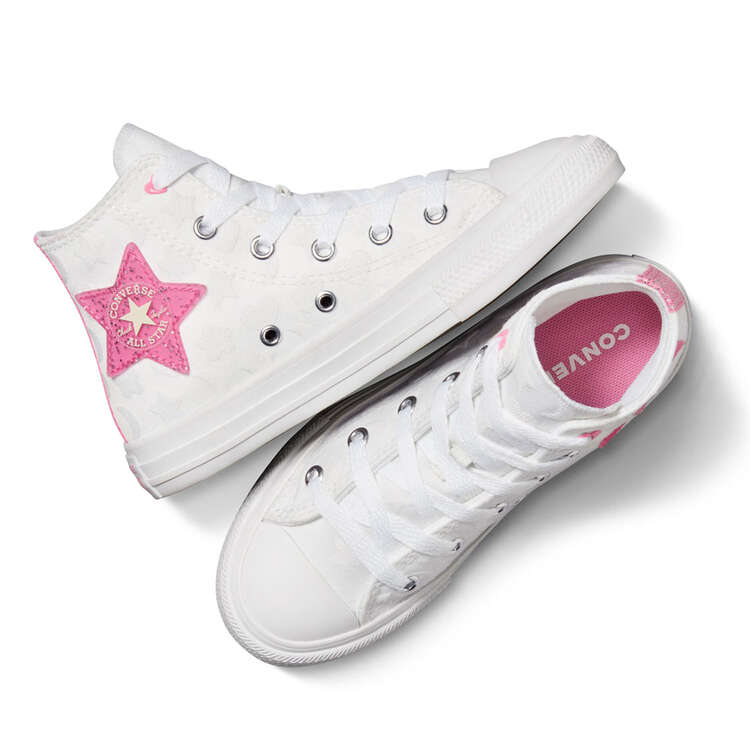 Converse Chuck Taylor All Star Sparkle High Kids Casual Shoes White/Pink US 3, White/Pink, rebel_hi-res