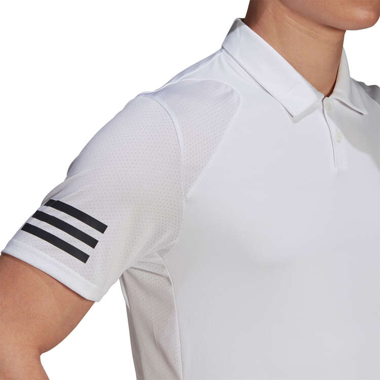 adidas Mens Club Tennis 3-Stripes Polo White XL, White, rebel_hi-res