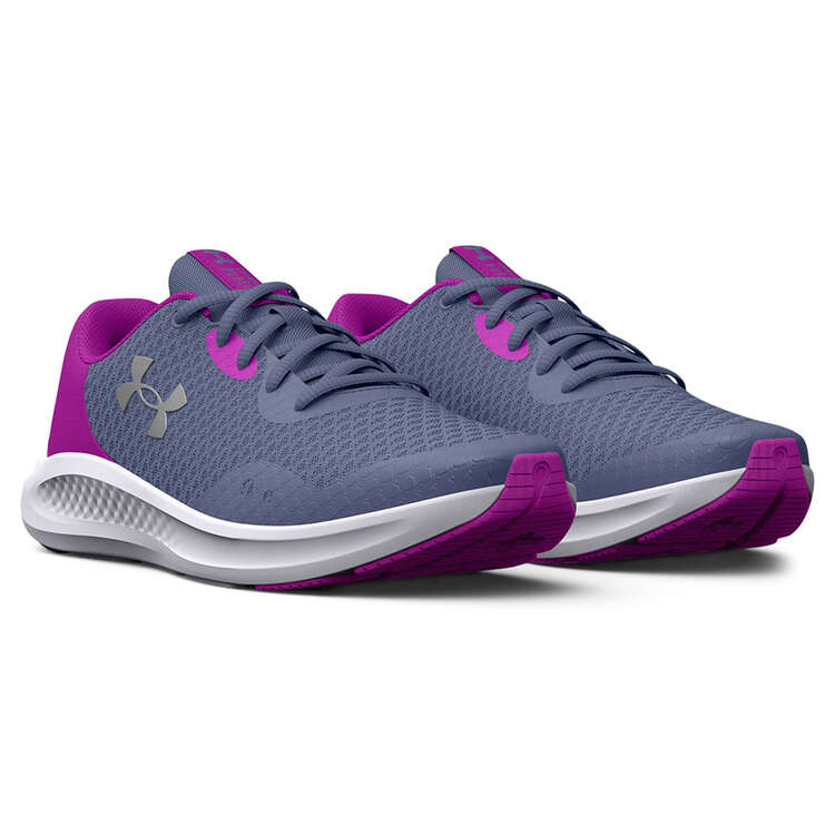 Under Armour Charged Pursuit 3 GS Kids Running Shoes, Purple/Silver, rebel_hi-res