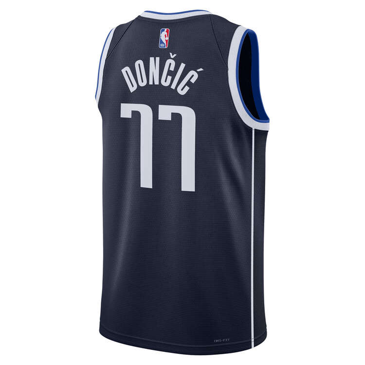 Dallas Mavericks Luka Dončić Mens Statement Edition 2023/24 Basketball Jersey Navy S, Navy, rebel_hi-res