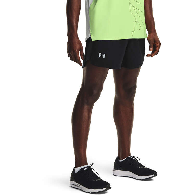 Under Armour Mens UA Launch 5-inch Running Shorts, Black/Reflective, rebel_hi-res