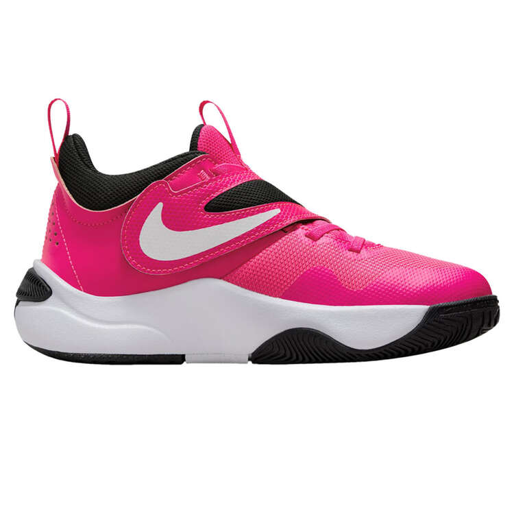 Nike Team Hustle D 11 GS Kids Basketball Shoes Pink US 4, Pink, rebel_hi-res