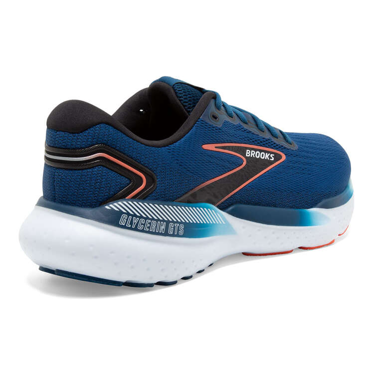 Brooks Glycerin GTS 21 Mens Running Shoes, Blue/Orange, rebel_hi-res