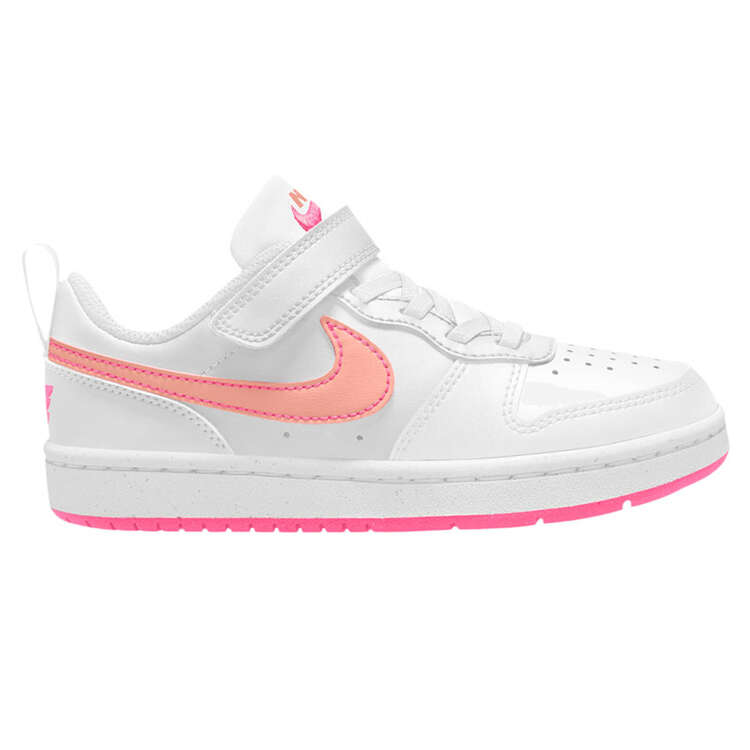 Nike Court Borough Low Recraft PS Kids Casual Shoes White/Orange US 11, White/Orange, rebel_hi-res