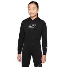 Nike Sportswear Girls Air FT Crop Hoodie Black XS, Black, rebel_hi-res