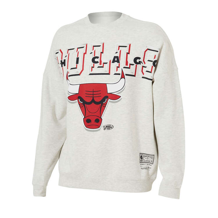 Mitchell & Ness Chicago Bulls Bevel Arch Crew Sweatshirt, Grey, rebel_hi-res