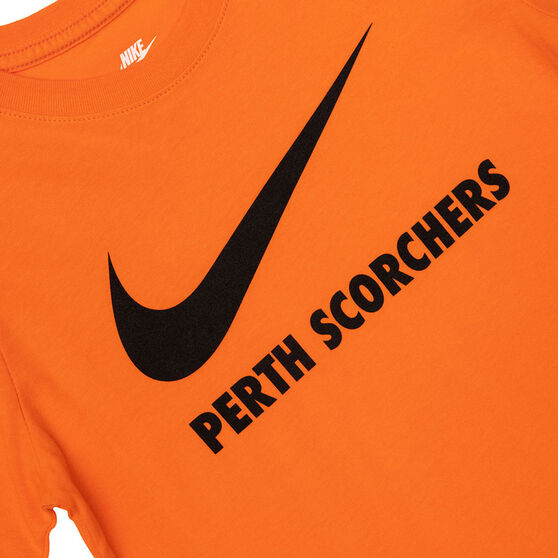 Perth Scorchers 2021/22 Kids Swoosh Tee, Orange, rebel_hi-res