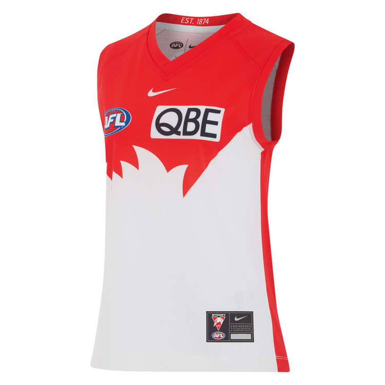 Sydney Swans 2024 Womens Home Guernsey, Red/White, rebel_hi-res