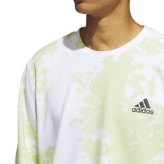 adidas Mens Bleach Print French Terry Sweatshirt Green S, Green, rebel_hi-res
