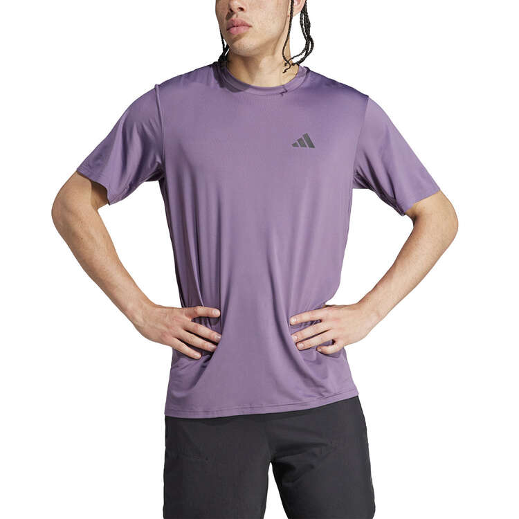 adidas Mens Train Essentials Stretch Training Tee, Purple, rebel_hi-res