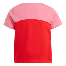adidas Girls Essentials Colourblock Tee Red 8, Red, rebel_hi-res