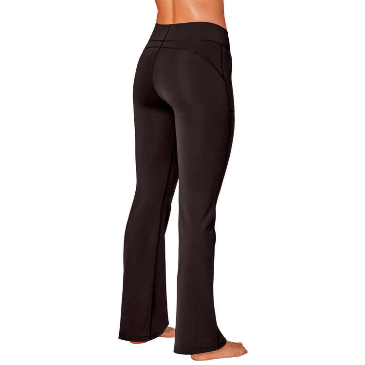 Running Bare Womens Ab-Waisted Thermal Pocket Yoga Pants, Black, rebel_hi-res