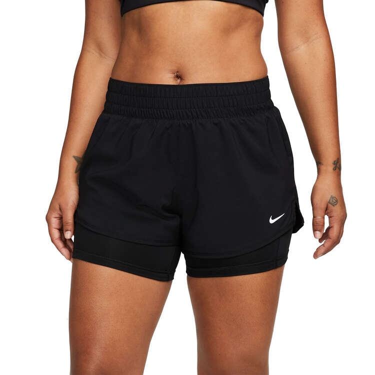 Nike One Womens Dri-FIT 2 In 1 Shorts Black XS, Black, rebel_hi-res