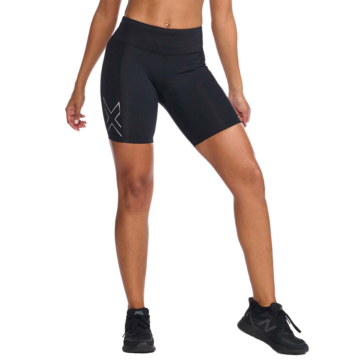 Reebok Womens Compression Running Shorts Workout Bike Short 9.5 Inch Inseam