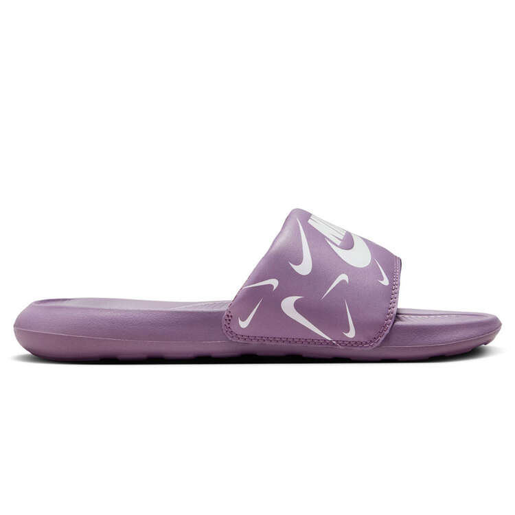 Nike Victori One Womens Slides Purple/Silver US 6, Purple/Silver, rebel_hi-res