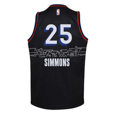 Nike Philadelphia 76ers Ben Simmons 2020/21 Kids City Edition Swingman Jersey Black S, Black, rebel_hi-res