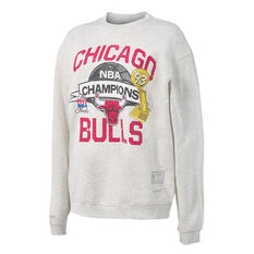 Mitchell & Ness Womens Chicago Bulls Team History Crew Sweatshirt, Grey, rebel_hi-res