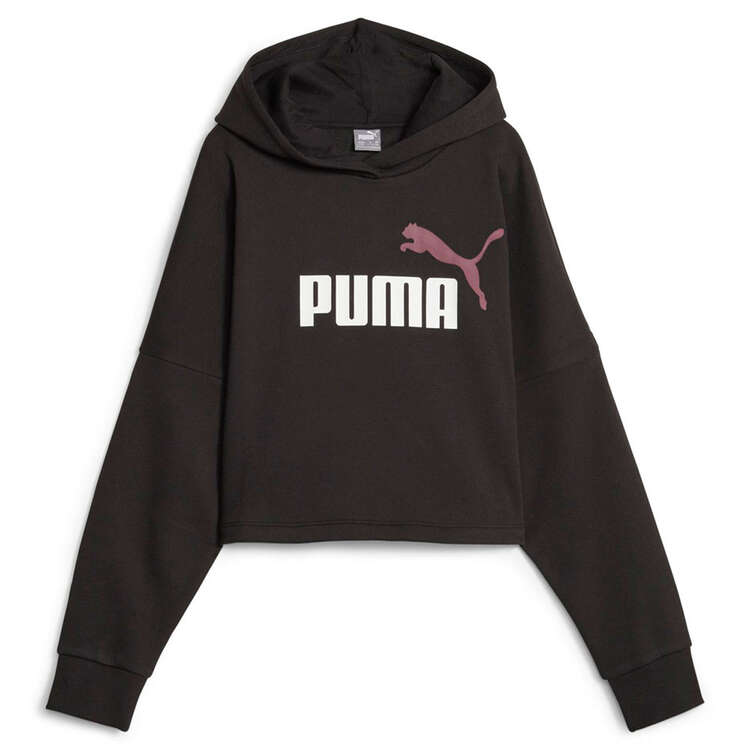 Puma Youth Essential Logo Cropped Hoodie Black XS, Black, rebel_hi-res