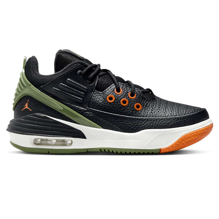Jordan Max Aura 5 GS Kids Basketball Shoes, Black/Olive, rebel_hi-res