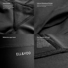 Ell & Voo Womens Essentials 3/4 Tights, Black, rebel_hi-res