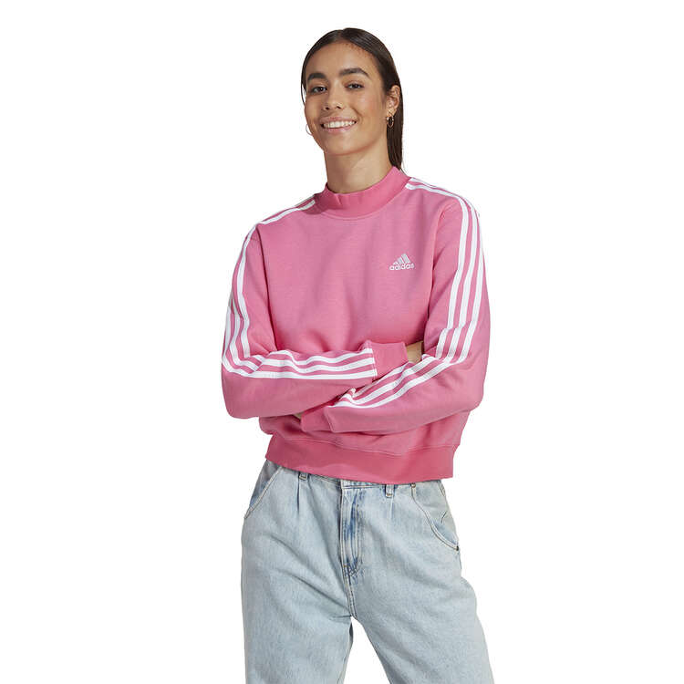 adidas Womens 3-Stripes High Neck Fleece Sweatshirt, , rebel_hi-res