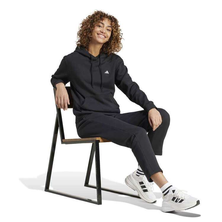 adidas Womens Feel Cozy Small Logo Hoodie, Black, rebel_hi-res