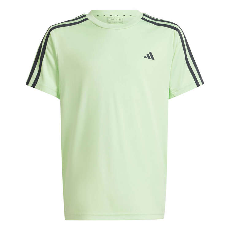 Adidas Kids Training Essentials AEROREADY 3-Stripes Tee, Green/Grey, rebel_hi-res