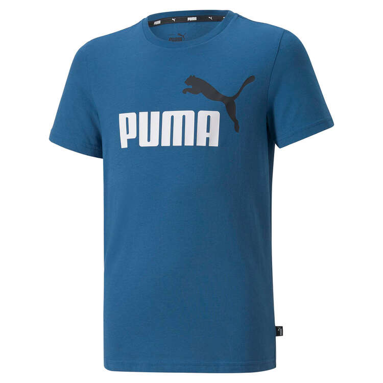 Puma Boys Essential 2 Colour Logo Tee, Blue, rebel_hi-res