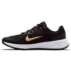 Nike Revolution 6 GS Kids Running Shoes Black/Gold US 4, Black/Gold, rebel_hi-res
