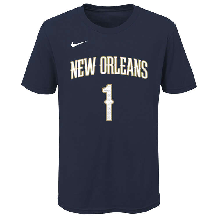Nike New Orleans Pelicans Zion Williamson 2020/21 Kids Statement Tee Navy S, Navy, rebel_hi-res