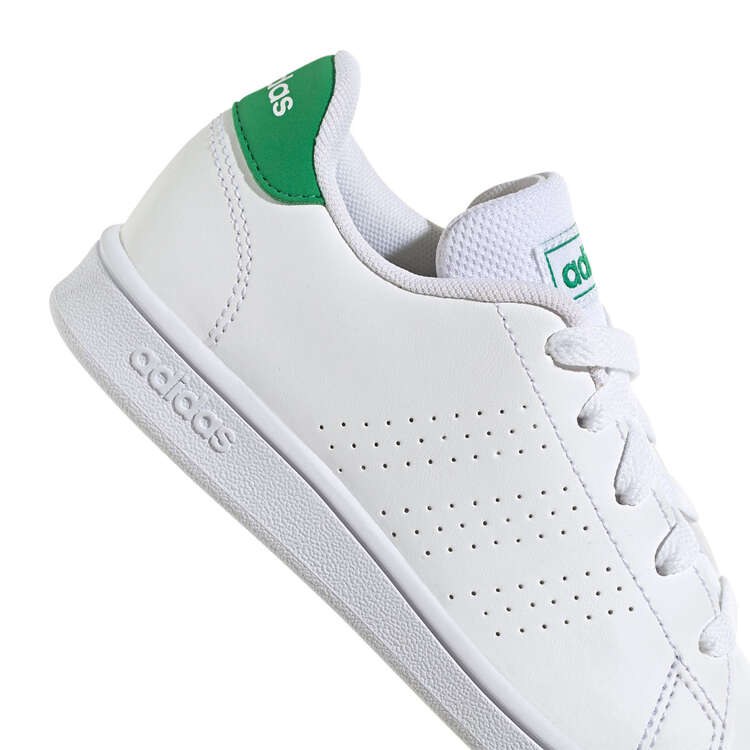 adidas Advantage Court Lace Kids Casual Shoes, White/Green, rebel_hi-res