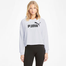 Puma Womens Essentials Logo Cropped Hoodie White XS, White, rebel_hi-res