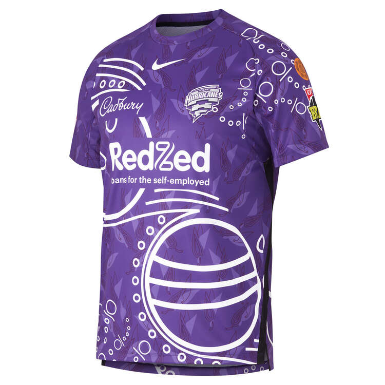 Nike Mens Hobart Hurricanes 2023/24 Indigenous Cricket Shirt Purple S, Purple, rebel_hi-res
