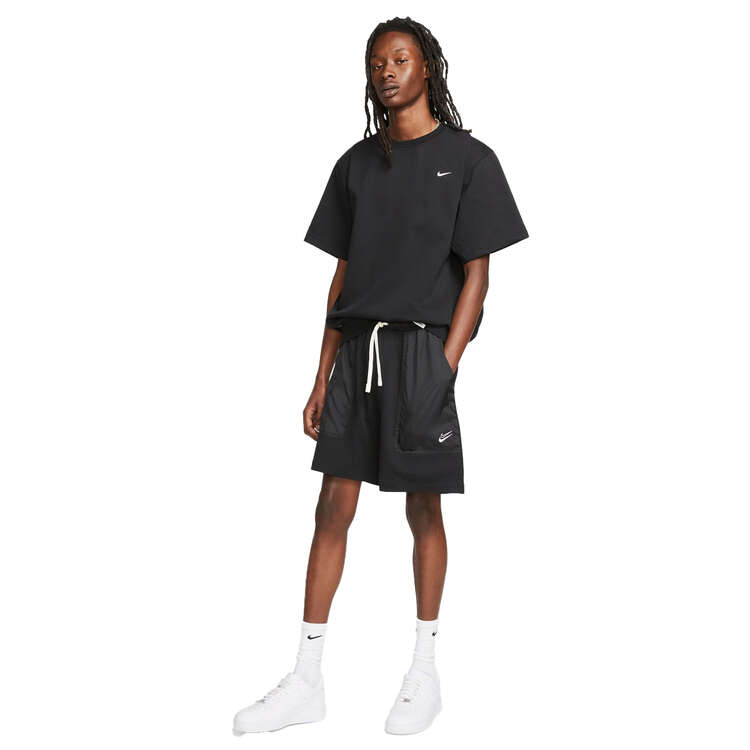 Nike Mens Dri-FIT Standard Issue Short-Sleeve Basketball Crew Sweatshirt, Black/White, rebel_hi-res