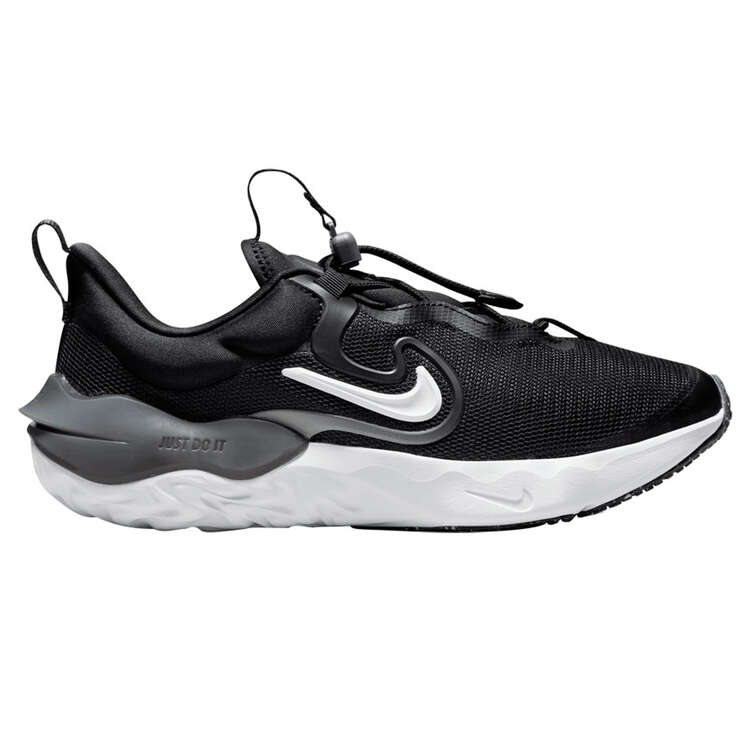 Nike Run Flow GS Kids Running Shoes, Black/White, rebel_hi-res