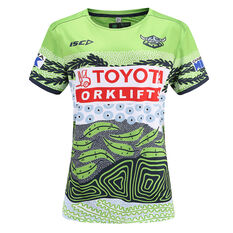 Canberra Raiders 2022 Mens Indigenous Run Out Tee, Green/Navy, rebel_hi-res