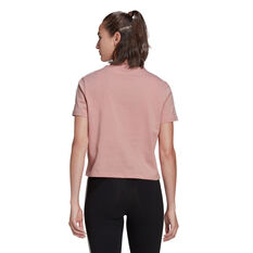 adidas Womens Loungewear Essentials Loose 3-Stripes Cropped Tee Pink XS, Pink, rebel_hi-res