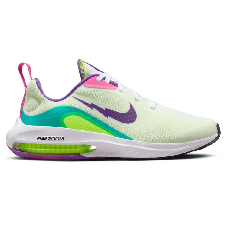 Nike Air Zoom Arcadia 2 GS Kids Running Shoes White/Multi US 4, White/Multi, rebel_hi-res