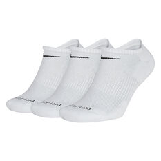 Nike Unisex Cushioned No Show 3 Pack Socks White L, White, rebel_hi-res
