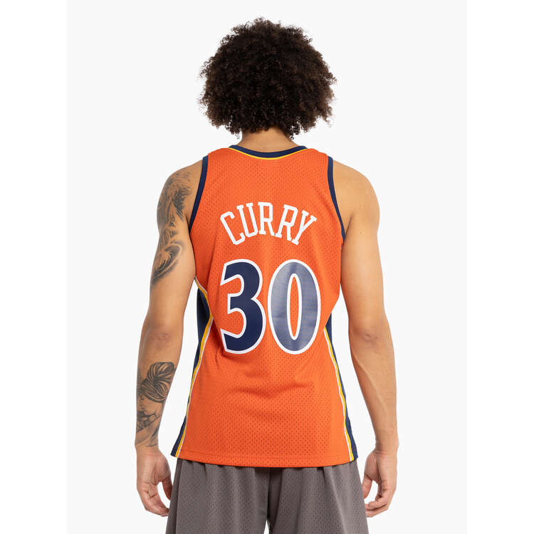 Mitchell & Ness Mens Golden State Warriors Stephen Curry 2009/10 Alternate Basketball Jersey Orange S, Orange, rebel_hi-res
