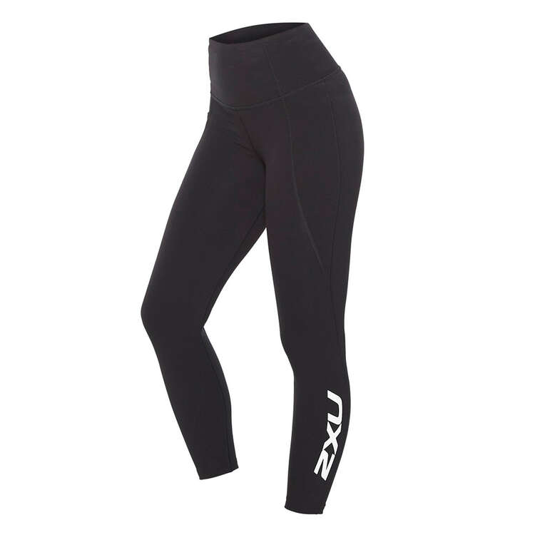 2XU Womens Fitness New Heights 7/8 Compression Tights, Black, rebel_hi-res