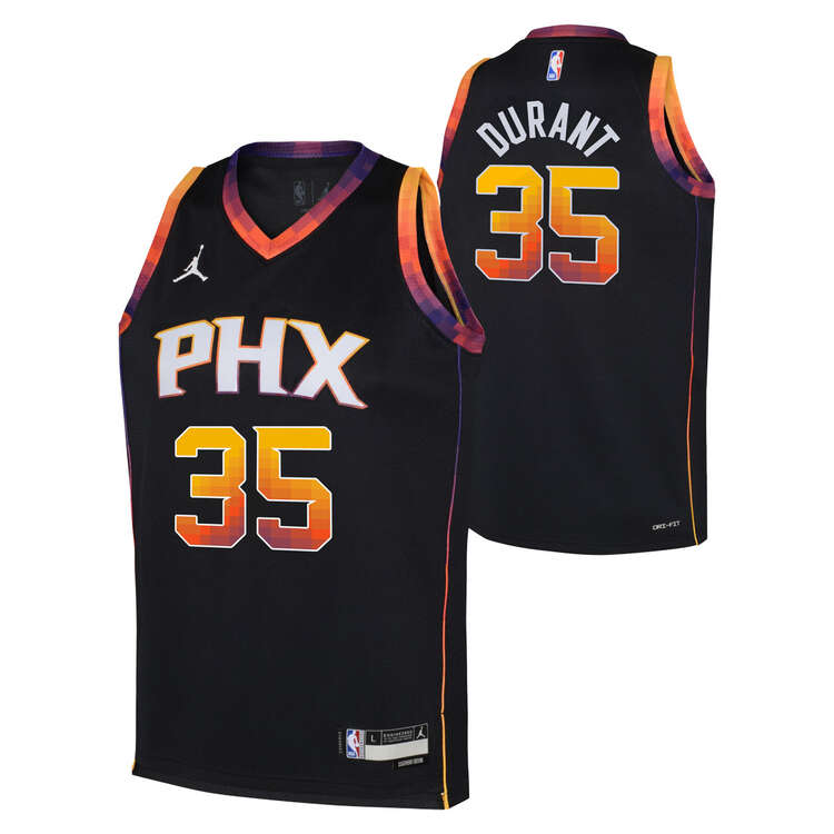 Jordan Youth Phoenix Suns Kevin Durant 2023/24 Statement Basketball Jersey, Black, rebel_hi-res