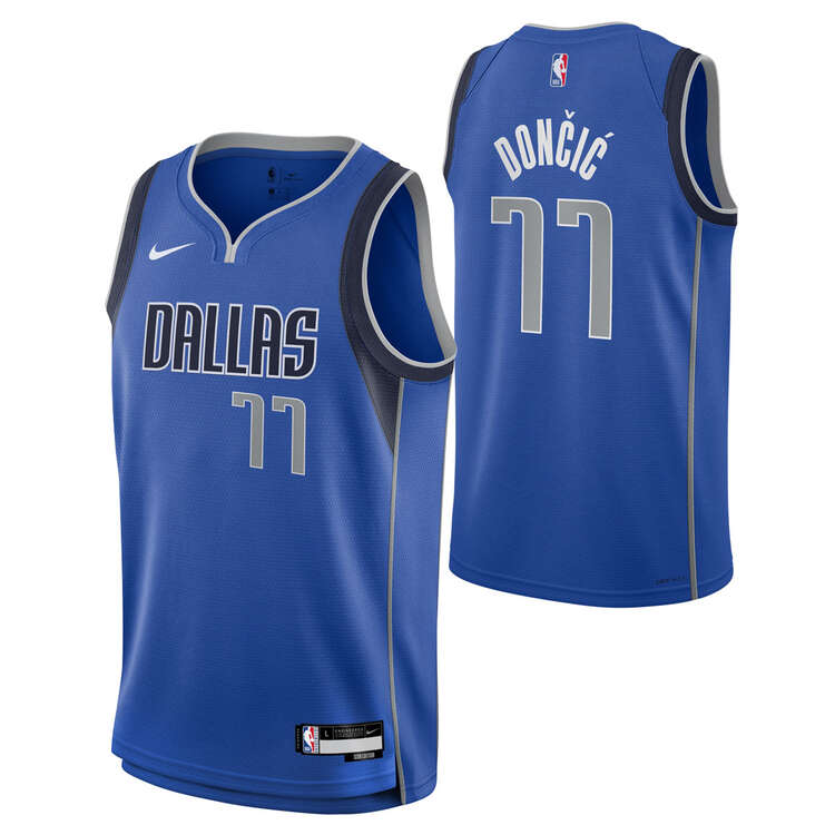 Nike Youth Dallas Mavericks Luka Dončić 2023/24 Icon Basketball Jersey, Blue, rebel_hi-res