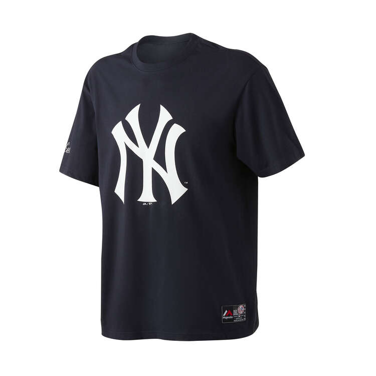 Majestic New York Yankees Mens Logo Tee Navy S, Navy, rebel_hi-res