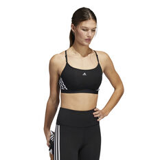 adidas Womens Aeroreact Training Light Support Sports Bra, Black, rebel_hi-res
