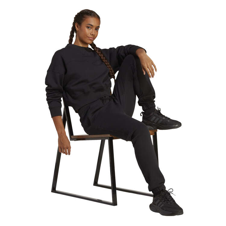 adidas Womens Lounge Fleece Sweatshirt, Black, rebel_hi-res